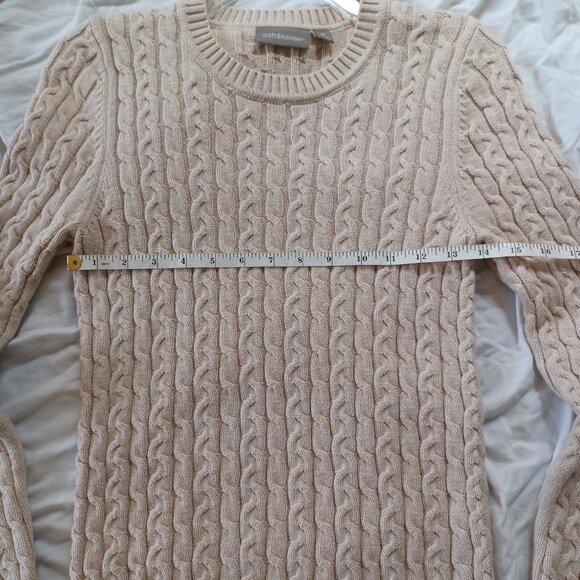 Croft & Barrow Beige Cable Knit Crew Neck Long Sleeve Sweater 100% Cotton Medium - Picture 9 of 13
